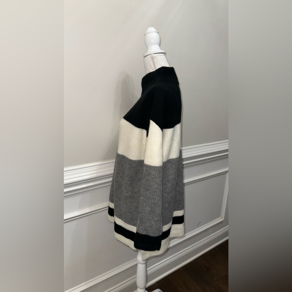 Talbots Black Cream And Gray Color Block Striped … - image 8